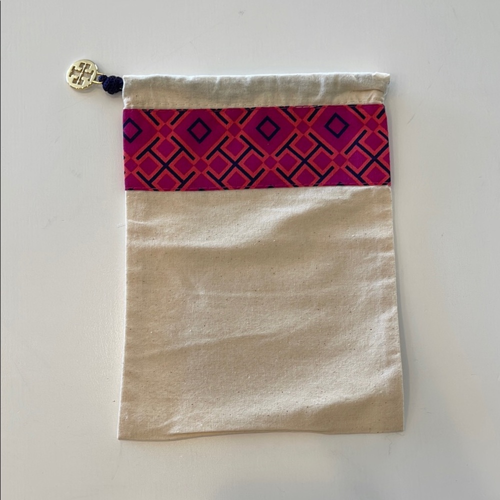 Tory Burch Dust Bag Pink Cream Drawstring Purse Travel Storage 8" x 6" NEW